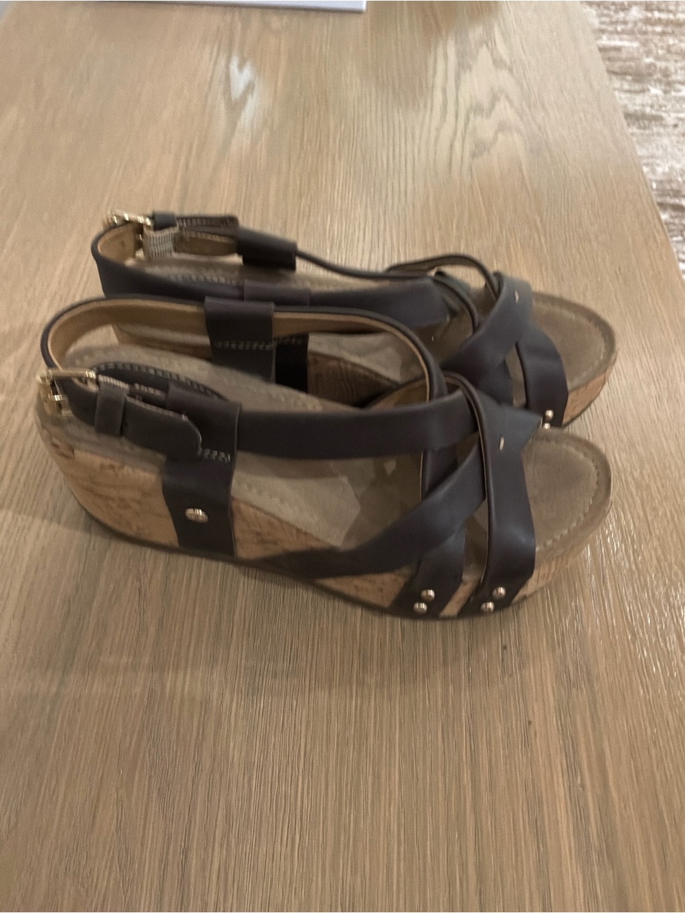bussola Dark Brown Cork Wedge Sandals